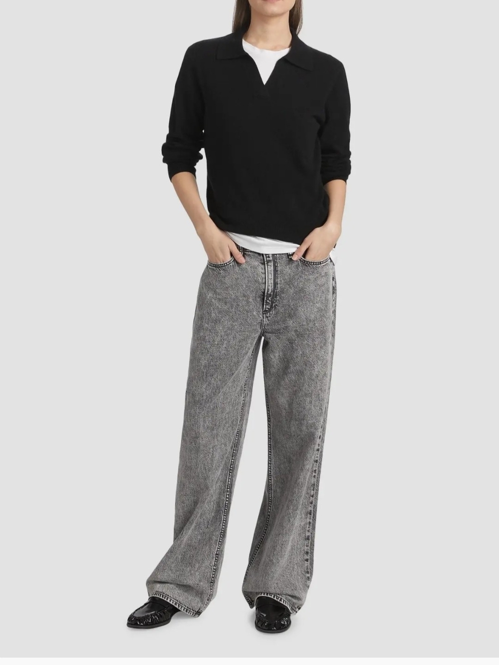 rag & bone Wide Leg Washed Gray Jeans